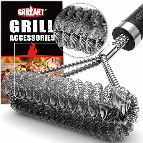 GRILLART Brosse de Barbecue sans Poils et Fil combiné – Brosse de Nettoyage sûre et Efficace pour Barbecue – Brosse de Nettoyage de Barbecue de 43,2 cm pour grilles de gaz/Porcelaine/charbroil –