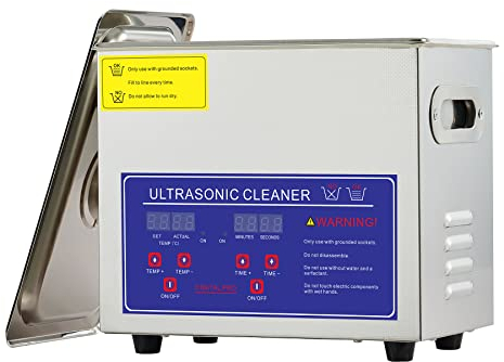CREWORKS Professionell ultraljudsrengöring, 3 l, med uppvärmning timer rostfritt stål ultraljudsrengöringsanordning, för tandproteser, smycken, glasögon, klockor, ultraljudsrengörare