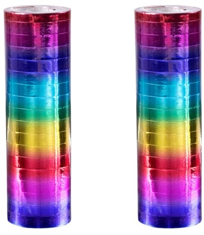 PARTY DISCOUNT NEU Luftschlangen Regenbogen metallic, 4m, 2 Stück