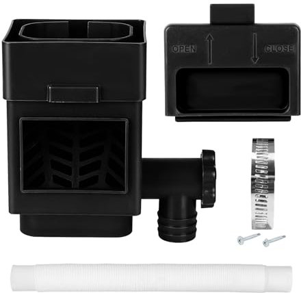 Récupérateur d'eau de Pluie Rectangulaire, Système de Collecte d'eau de Pluie, Recuperateur d Eau de Pluie, Kit de Déviateur de Baril de Pluie, avec Tuyau, Vis, Collier de Serrage (Noir)