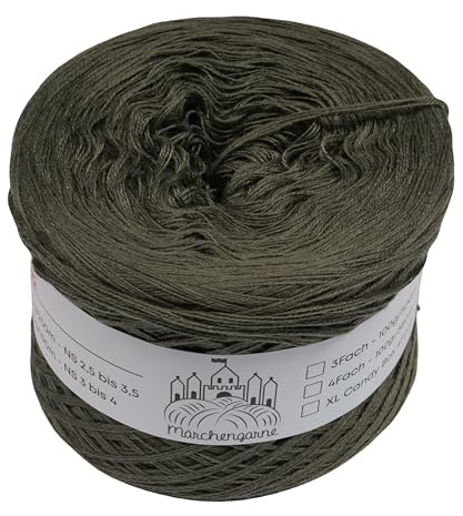 Bobbel einfarbig 200g - 760m 4 fädig Bobbel Wolle Farbverlaufsgarn handstrickgarn stricken häkeln (Khaki)