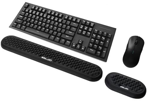 ELZO Handgelenkauflage für Tastatur und Maus, Ergonomisches Wrist Rest Memory Foam Handgelenkstützen Set, für Büro, Computer, Laptop, rutschfeste und Anti-Sehnenscheidenprobleme, komfortables Tippen