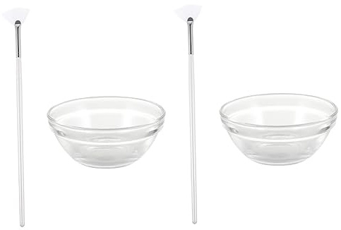 WOONEKY 2pcs High-end Wood and Nylon Face Mask Brush Set Chemical Peel Bowl Mask Applicator Tools for Even Application