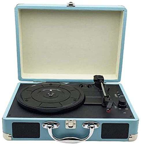 CAFIEDR Giradischi in Vinile, grammofono retrò, Altoparlante Bluetooth retrò Creativo, Giradischi Valigia Blu