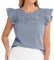 Belle Poque Women's Casual T Shirt Summer Comfortable Flutter Sleeve Blouses Navy Blue and White S