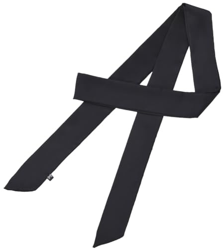 CABODYALS Pañuelo de Seda Negro Largo de Color Liso, Pañuelo de Satén, Rectangular Estrecho, Cinturón de Gasa Suave, Estilo Sencillo, Corbata, Gargantilla, Bufandas para Mujer, Accesorios de Vestuario