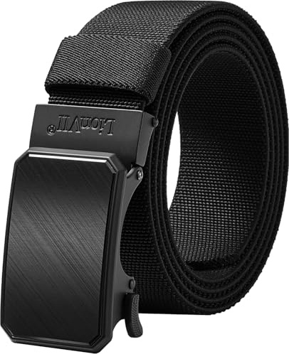 LionVII Ceinture élastique à cliquet avec boucle automatique, ceinture de travail pour homme pour tour de taille de 75 à 125 cm, Noir