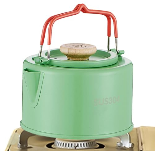 Bollitore da campeggio | 1100 millilitri portatile in acciaio | bollitore da campeggio con manico anti-combustione, per viaggi all'aperto, backpack, escursioni, picnic e