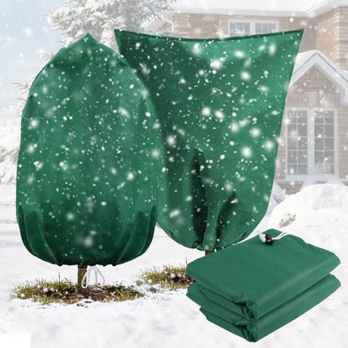 2 Pezzi Sacco di Protezione Invernale per Piante, 80x120cm Sacco Antigelo per Piante, Protezione Invernale per Piante con Coulisse, Cappuccio Protezione Piante, per Alberi, Palme, Piante da Balcone