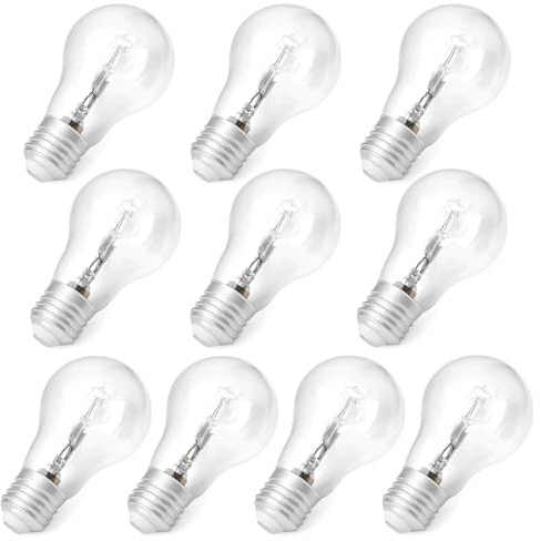 Esttlamer 10Pcs A55 E27 Halogen Lamp Replacement for Incandescent Lamp(53W), 220V 28W 42W 53W 70W 100W 96×55mm 2700K Halogen Bulb Clear