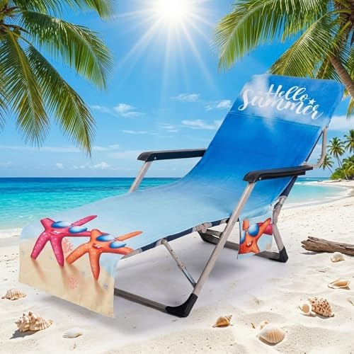 Chingcoo Skyddsfodral för trädgårdssolstol av mikrofiber, snabbtorkande liggdyna med 2 fickor, halkfri strandhandduk för solsäng och pool, trädgård, strand, 75 x 210 cm (blå-2)