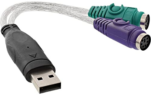 InLine Adaptador de Cable - Adaptador para Cable (USB A, 2X PS/2, Macho/Hembra, Transparente)
