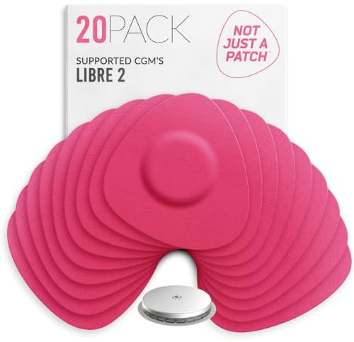 Not Just A Patch Freestyle Libre 2 Sensor Covers (20 Pack) Lingo CGM Patches for Freestyle Libre 2 - Water Resistant & Durable for 10-14 Days - Pink