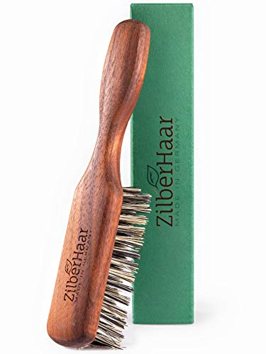 ZilberHaar - Brosse à Barbe Regular Vegan - 100% Poils Végétaux Rigides, Fibres de Tampico Mexicaines, et Bois de Noyer - Soin du Visage Hommes Cruelty Free