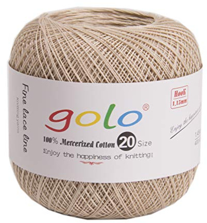 golo Stickgarn, virkgarn 20 för handstickat, virkgarn, gängvirkad (ljus kaffe)