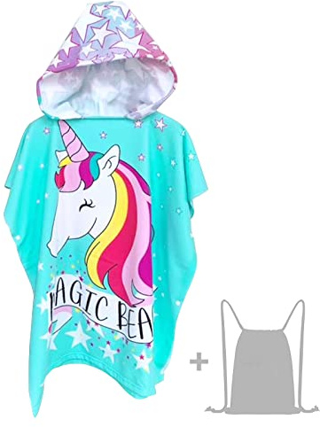 JORAKI Serviette de Bain Enfant, Serviette de Plage Enfant Poncho de Bain à Capuche Super Doux Cape de Bain Peignoir pour Filles Garçons 6-14 Ans