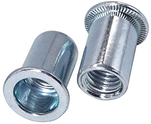 SKIR'CO (40 piezas) Tuercas de remache M10 x 20 mm, cabeza plana, remache con inserto roscado, remaches chapados en zinc