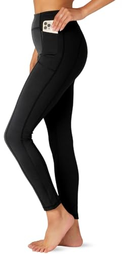 FM London Legging de Sport avec Poches , Legging Taille Haute pour Femmes en Version Intégrale et Motifs Capri , Legging sans Coutures pour le Fitness et le Yoga, Noir, M