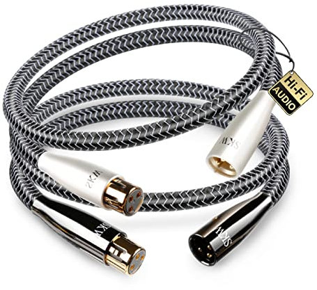 SKW High End Kupfer und Silberlitzendrähte HiFi Balanced XLR Stecker auf XLR Buchse 3 PIN Mikrofonkabel für Verstärker, Mischpult, Lautsprecher usw 1M