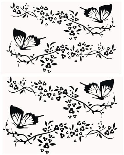 GORGECRAFT 4 st fjärilsbildekal-set fjärilar kyssande blommor bildekal vinyl vattentätt klistermärke kvinnor bilklistermärken bildekor för bil lastbil SUV väggkonst bärbar dator, svart