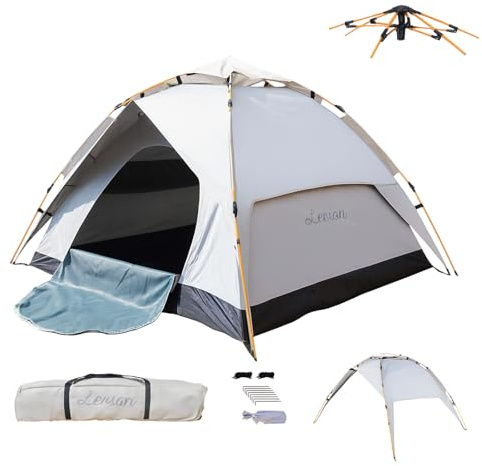 LEVSON Pop Up Tent 3 Man Waterproof Camping Tent with Screened Porch, 3 Person Dome Tent, 4 Season Outdoor Camping Tents Easy Setup for Backpacking & Hiking