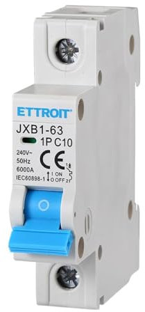 Interruttore magnetotermico 1P, occupa 1 modulo, 220V 230V, 10A C10, curva C, 6KA 6000A