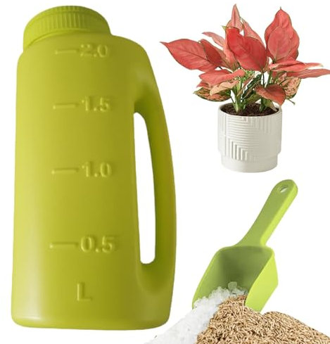 Saltspridare handhållen – 2 l saltspridare för snö med skopa | issmältare med handtag, justerbara öppningsstorlekar, deicerdispenser för is och snösmältning