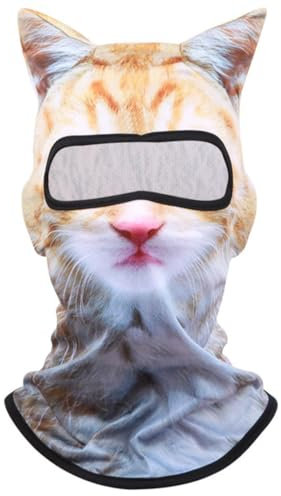 OLIPHEE 3D Cat Ski Sturmhaube für Herren Balaclava Damen Transparente Gesichtsmaske mit Ohren Niedliche Tier Ski Mütze für Musikfestivals Raves Party Outdoor Aktivitäten 01 Orange Katze