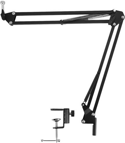 arlote Support de Bras de Ciseaux de Microphone 75Cm de Haut Support de Suspension de Microphone de Table pour Support de Microphone USB Pro Bleu