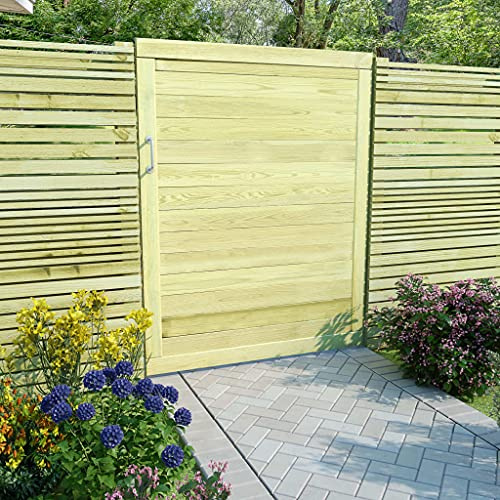 Cancello da Giardino in Legno di Pino Impregnato, Resistente alle Intemperie, Design Rustico, Cancello per Recinzione, Portoncino Ingresso Esterno, per Giardino e Patio, Colore Verde, 125x100 cm
