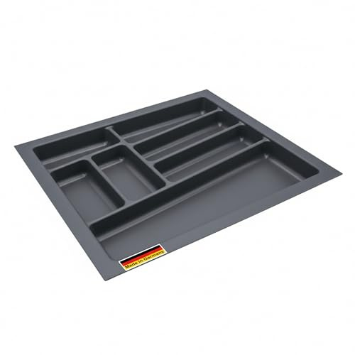 Spetebo Inserto multiuso per posate grigio per cassetti da cucina, 48 x 44 cm, in plastica, colore grigio ardesia, universale, portaposate da cucina, ufficio, fai da te