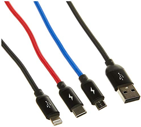Baseus Three Primary Colors 3-in-1 Cable - 1.2m - Black