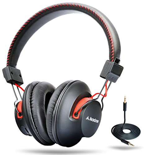 Avantree Audition - Casque Supra auriculaire Bluetooth à Micro pour PC, Coussins sur l'oreille, Autonomie 40h, sans Fil et Filaire, Construction Ultra Durable
