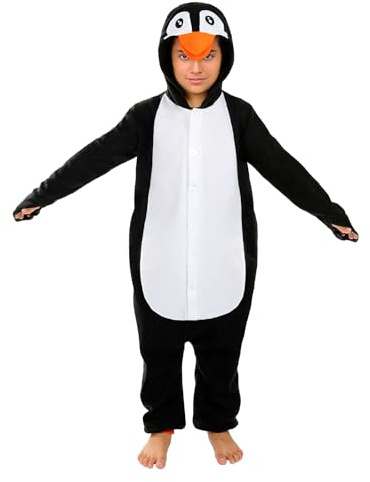 Funidelia Disfraz de pingüino onesie para niños, Animales, Polo Sur - Traje para niños para fiestas, Carnaval y Halloween - Talla 10-12 años