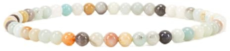 Cherry Tree Collection - Small, Medium, Large Sizes - Gemstone Beaded Bracelets For Women and Men - 4mm Round Beads (Amazonite Multi-Color, Small)