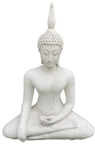 Buddha Steinfigur Gartenfigur Steinguss Feng Shui Skulptur Gartendeko Gartendeko Deko-Figur für Haus Garten Moderne Statue Garten-Figur