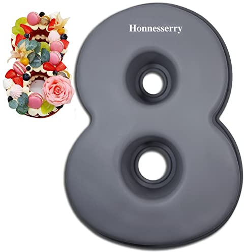 Honnesserry Tårtform siffror, bakform nummer 8, non-stick silikonbakform, silikonsiffror bröllop årsdag födelsedagstårta