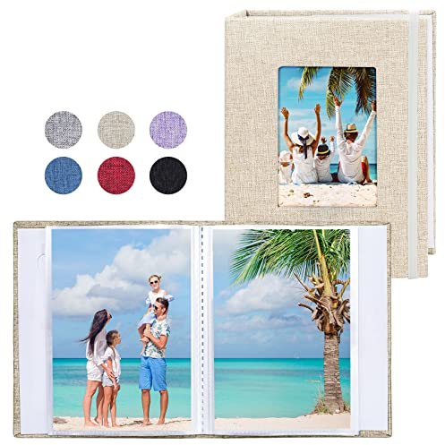 Vienrose Small Photo Albums 6x4 Photos, 2 Pack Linen Cover Mini Photo Book, 26-Page Holds 52 Pictures, Artwork or Postcards Storage