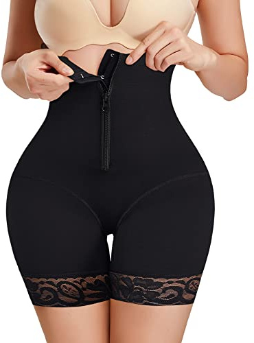 Gotoly Women Shapewear Butt Lifter Panties High-Waisted Double Tummy Control Knickers Waist Trainer Slimming Body Shaper Thigh Slimmer Shorts Black