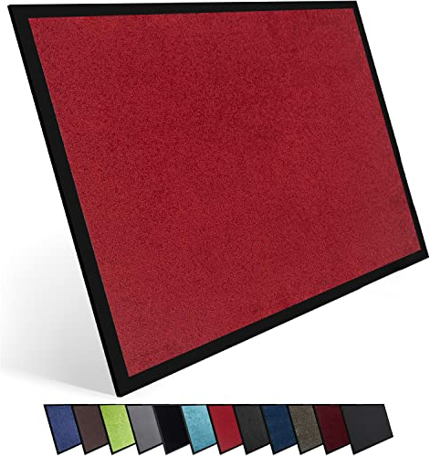 Entrando Türmatte 60x90 cm für innen & außen – Pflegeleichte & rutschfeste Schmutzfangmatte – flach, saugstark & maschinenwaschbar – perfekt für Wohnung, Büro oder Hausflur (Rot)