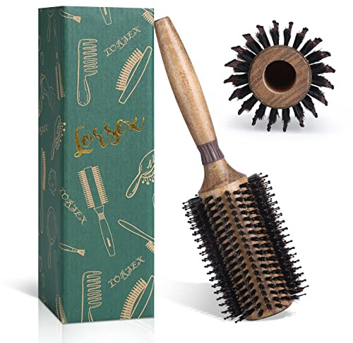 Round Brush for Blow Drying, LORSEX Boar Bristle Hair brush for Women Men, Round Hairbrush for Add Shine/Volume, Minimize Damage (2.8 Inch)