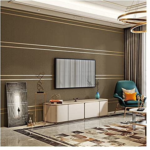 Sfondo Stile Scandinavo, Fantasia Geometrica, Carta Da Parati A Righe Orizzontale, Moderno Minimalista Wallpaper,Carta Da Parati Marroni Non Tessuta per Soggiorno, Sfondo TV, Camera Da Letto, Camera