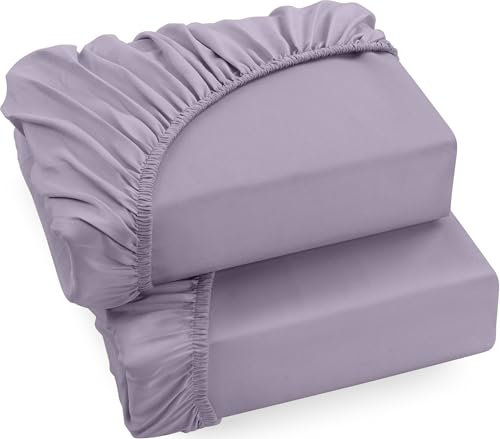 Utopia Bedding - 2er Set Spannbettlaken 140x200cm - Lavendel - Oeko-Tex Zertifiziertes - Gebürstete Mikrofaser Spannbetttuch - 35 cm Tiefe Tasche