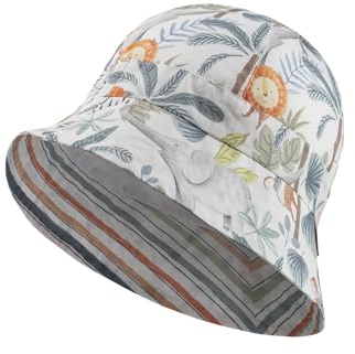 Sterntaler Jungle Safari Hat, Jungle Safari Hat, Headgear with UV 50+, Unisex Baby Hat Made of Soft Cotton, Baby Sun Hat Lined with Organic Batiste for Optimal Sun Protection, White, 6.375