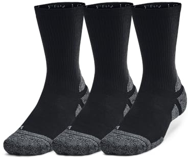 Under Armour Unisex-Adult Performance Tech Pro Crew Socks 3 Pack, (001) Black/Black/Castlerock, Medium