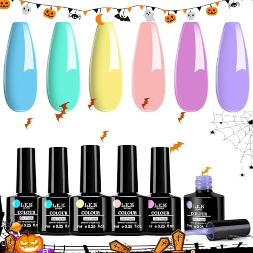 Gel Nail Polish Set, 6 Colors Gel Nail Kit Soak Off UV LED Nails Polish Set Manicure Kit Salon at Home