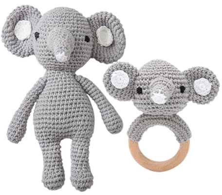 Greifringe Baby Baby Gehäkelt Greifling Babyrassel Handmade Rassel Greifling Baby Rassel Beißring Holz Babyrassel Greifling Spielzeug Häkel Rassel Geschenk för Geburt