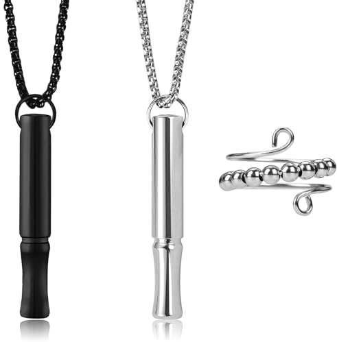 2 Stück Halskette Rauchfrei Original Rauchentwöhnung Rauchfrei Hilfsmittel mit Fidget Ring Angst Raucherentwöhnung Rauchfreikette Rauchen Aufhören Necklace für Herren Damen Entspannung Meditation