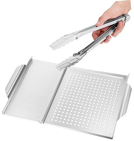 COLLBATH 1 Juego De Sartenes para Parrilla Aire Libre Pinzas para Parrilla Bandeja para Parrilla Bandejas para Preparar Y Servir Acero Inoxidable 430