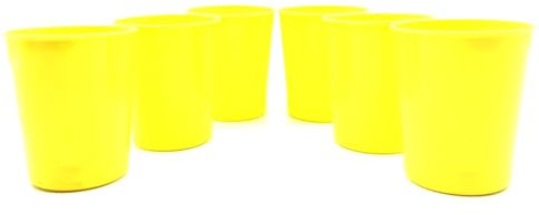 Kimmel Lot de 6 gobelets de 250 ml - En plastique - Réutilisables - Jaune
